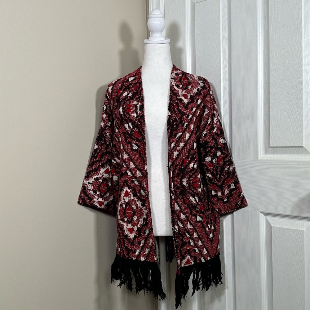 H&M Red Tribal Print Cardigan size small
